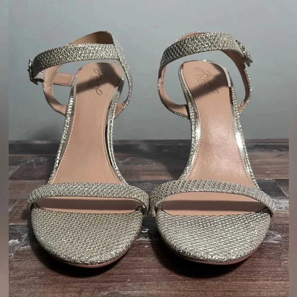 NWOT Badgley Mischka‎ Silver Sparkly Heel Women Size 11 - Picture 4 of 8